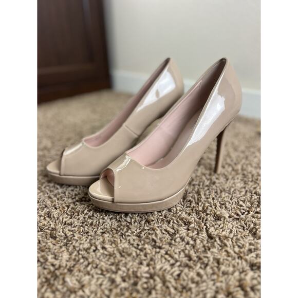 Chinese Laundry Nude Patent Peep Toe Sz 10 Platform Stiletto Heels 4 - Picture 5 of 7